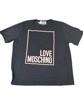Love Moschino Black Tee with Pink Logo